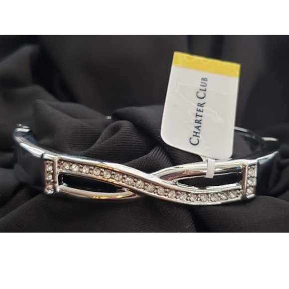 NEW Charter Club CrissCross Bangle Bracelet Silver - Picture 5 of 9